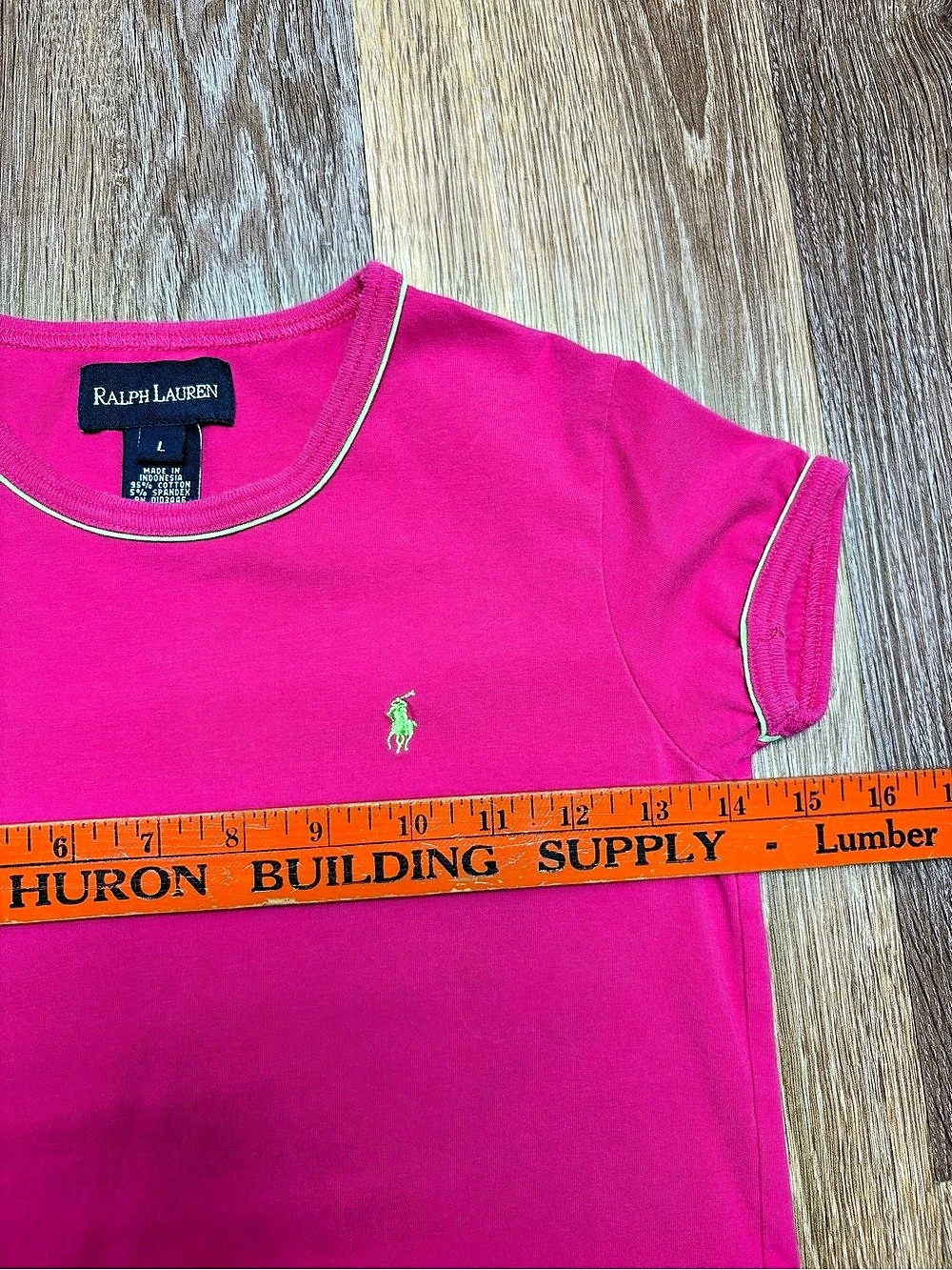 Ralph Lauren® Girls L Kids Pink Pony Tee Y2K - Picture 5 of 6